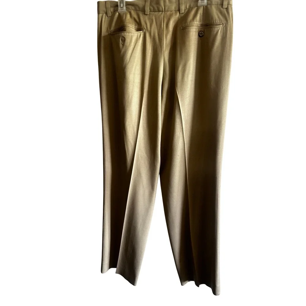 Tommy Bahama Mens 35x32 Silk Bamboo Pleated Trousers Khaki Tan Straight Leg